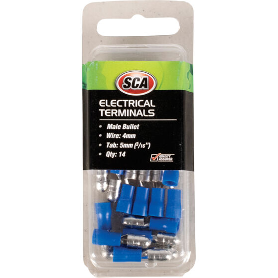 SCA Electrical Terminals - Male Bullet, Blue, 5mm, 14 Pack, , scaau_hi-res