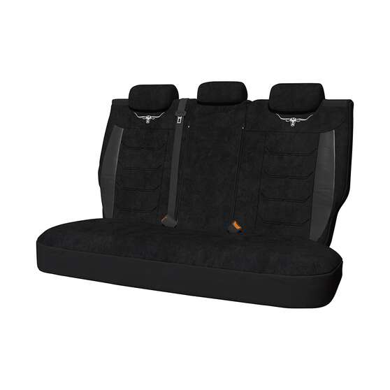 R.M.Williams Suede Velour Seat Covers Black Adjustable Headrests Size 06H Rear Seat, , scaau_hi-res