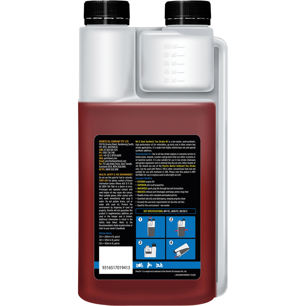 Penrite MC-2 Semi Synthetic Motorcycle Oil - 1 Litre, , scaau_hi-res