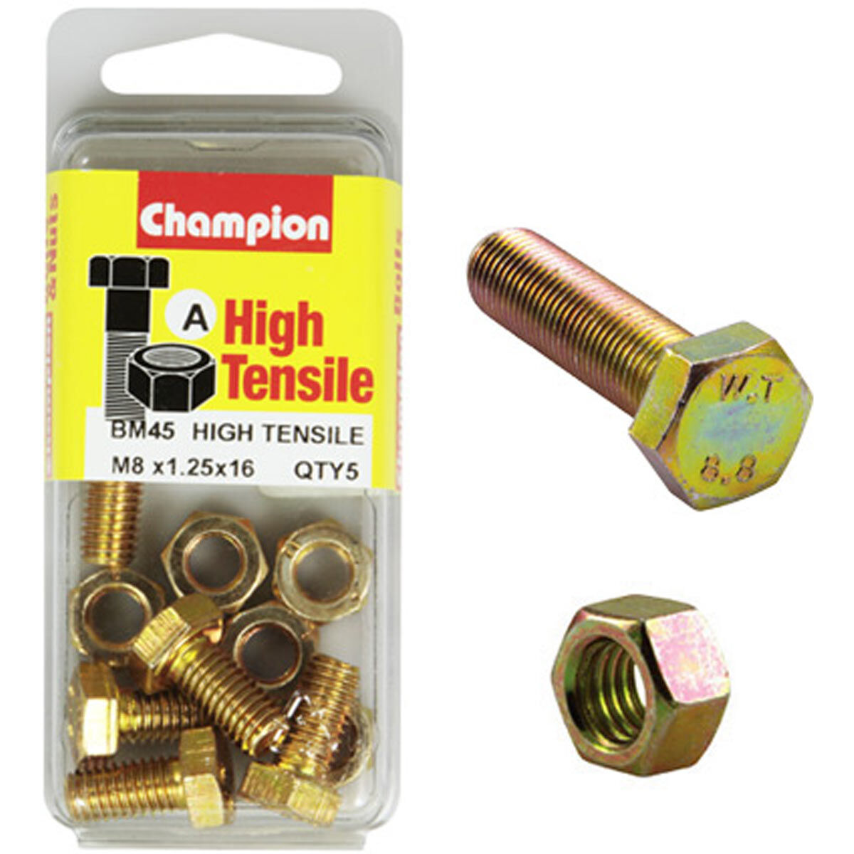 Champion High Tensile Bolts and Nuts BM45, M8x1.25 x 16mm, , scaau_hi-res