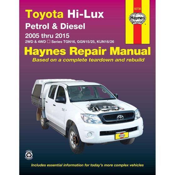 Haynes Car Manual For Toyota Hilux 2005-2015 - 92738, , scaau_hi-res
