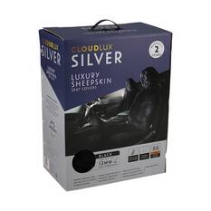 Silver CLOUDLUX Sheepskin Seat Covers - Black Adjustable Headrests Size 30 Front Pair Airbag Compatible, , scaau_hi-res