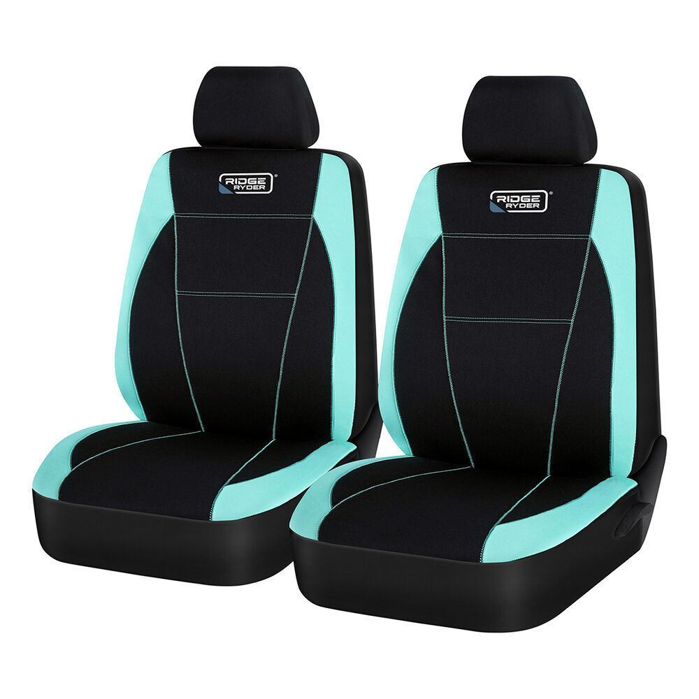 Ridge Ryder Neoprene Seat Covers Black/Mint Adjustable Headrests Airbag Compatible 30SAB