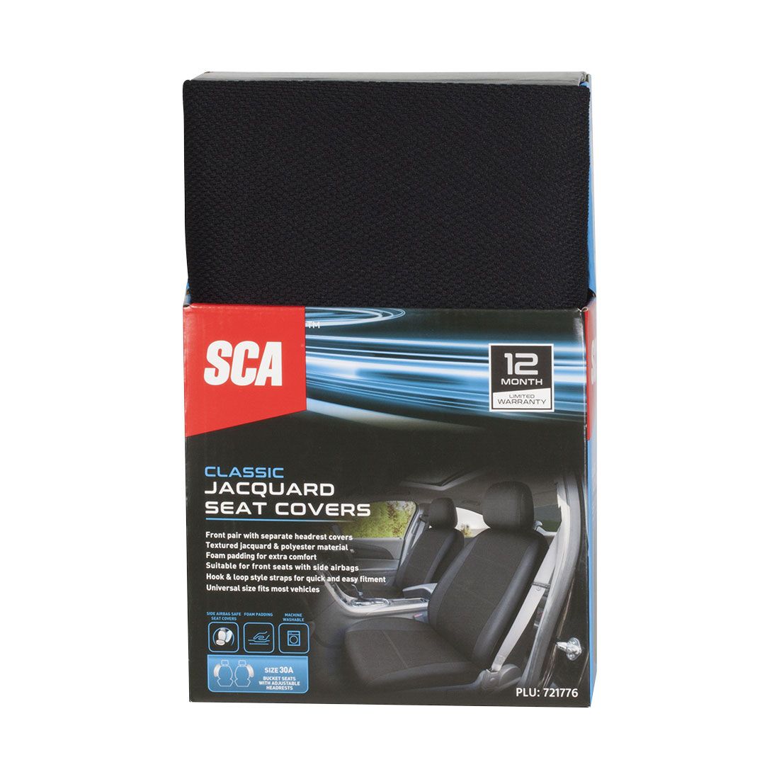 SCA Jacquard Seat Covers Black, Adjustable Headrests, Airbag Compatible, Size 30A, , scaau_hi-res