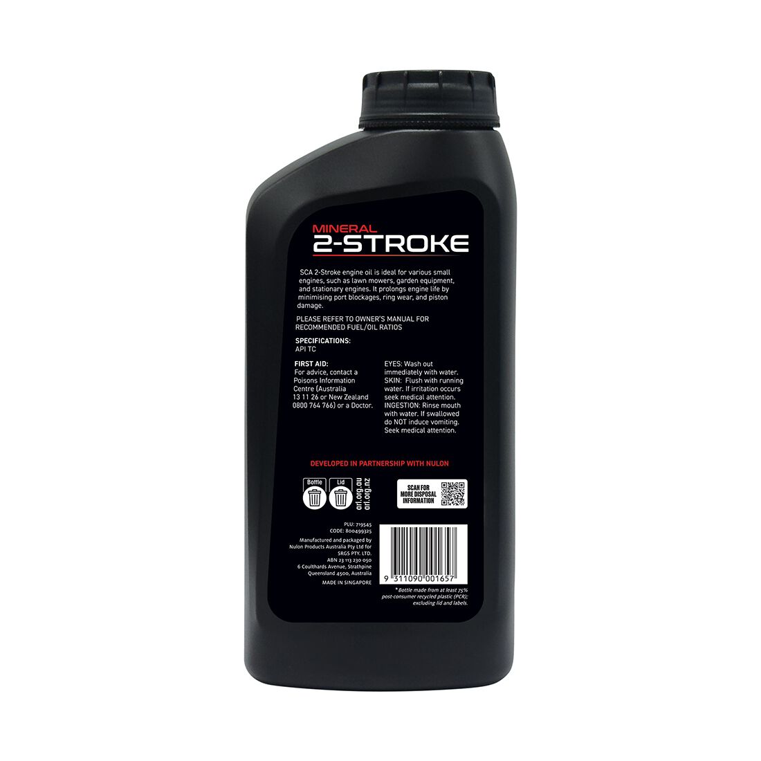 SCA Mineral Small Engine Oil 2 Stroke 1 Litre, , scaau_hi-res