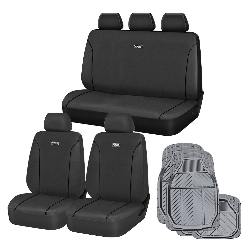 Ridge Ryder Black/Grey Canvas Seat Cover Set, , scaau_hi-res