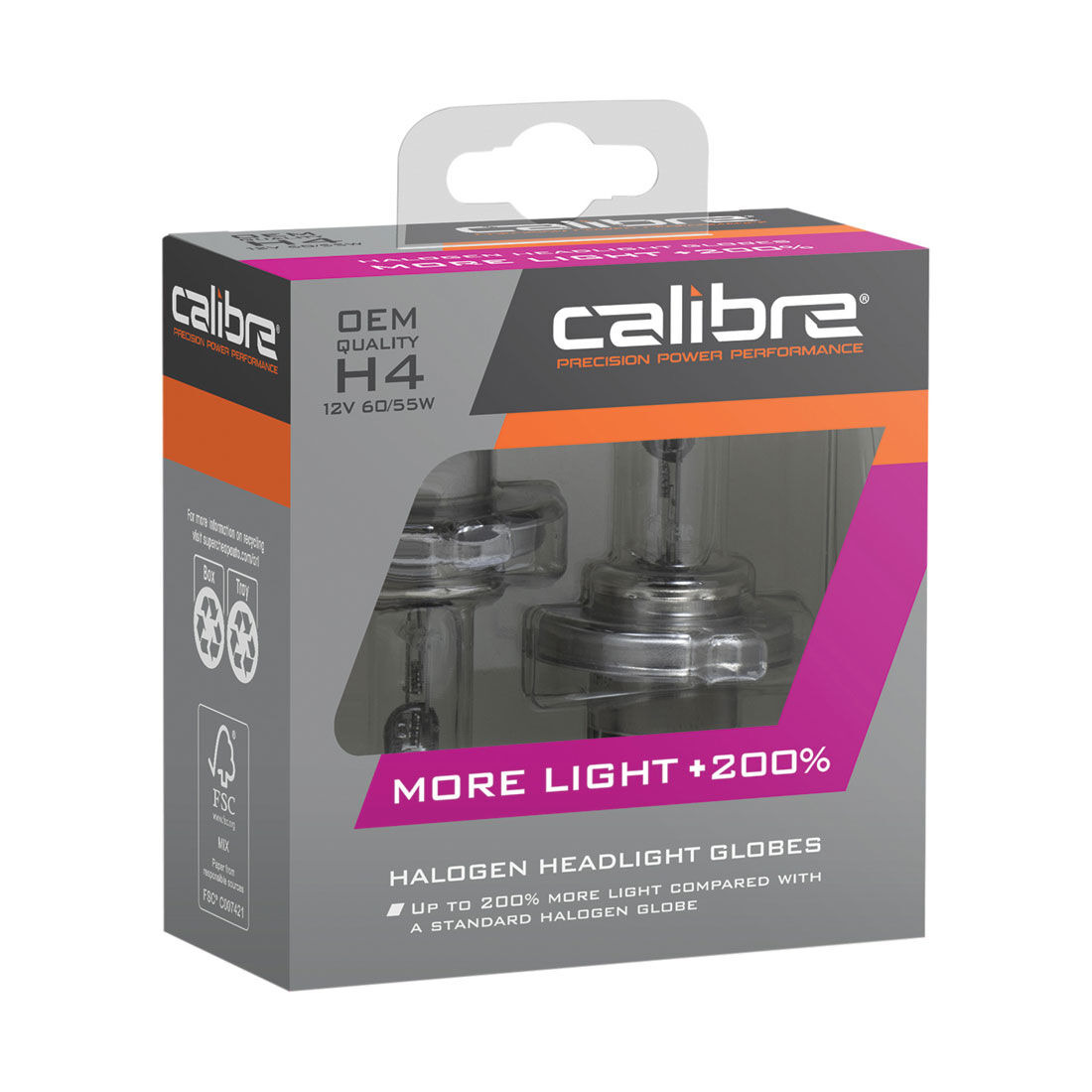 Calibre Plus 200 Headlight Globes - H4, 12V 60/55W, CA200H4, , scaau_hi-res