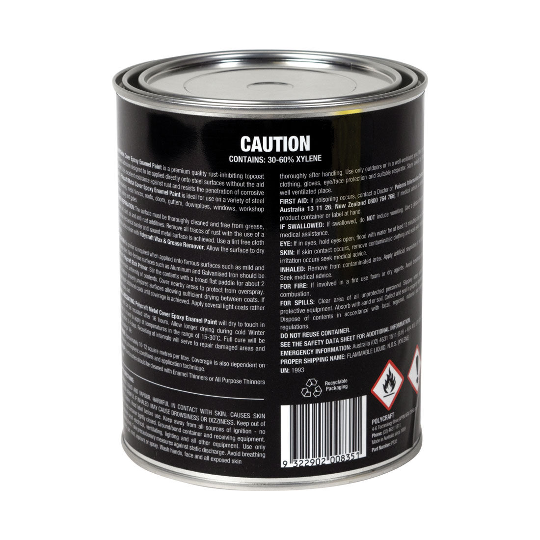 Polycraft Metal Cover Gloss White 1 Litre, , scaau_hi-res