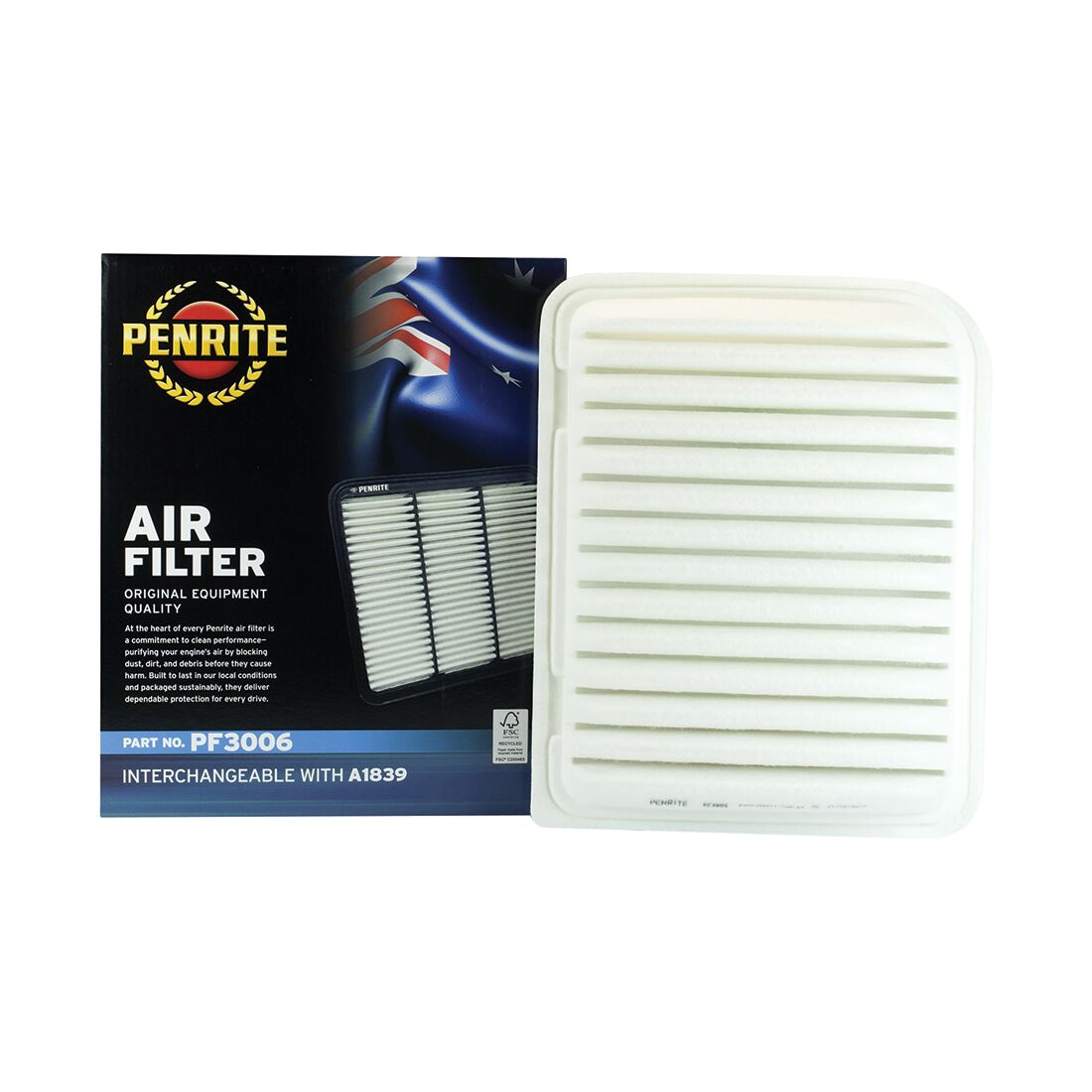 Penrite Air Filter PF3006 (Interchangeable with A1839), , scaau_hi-res