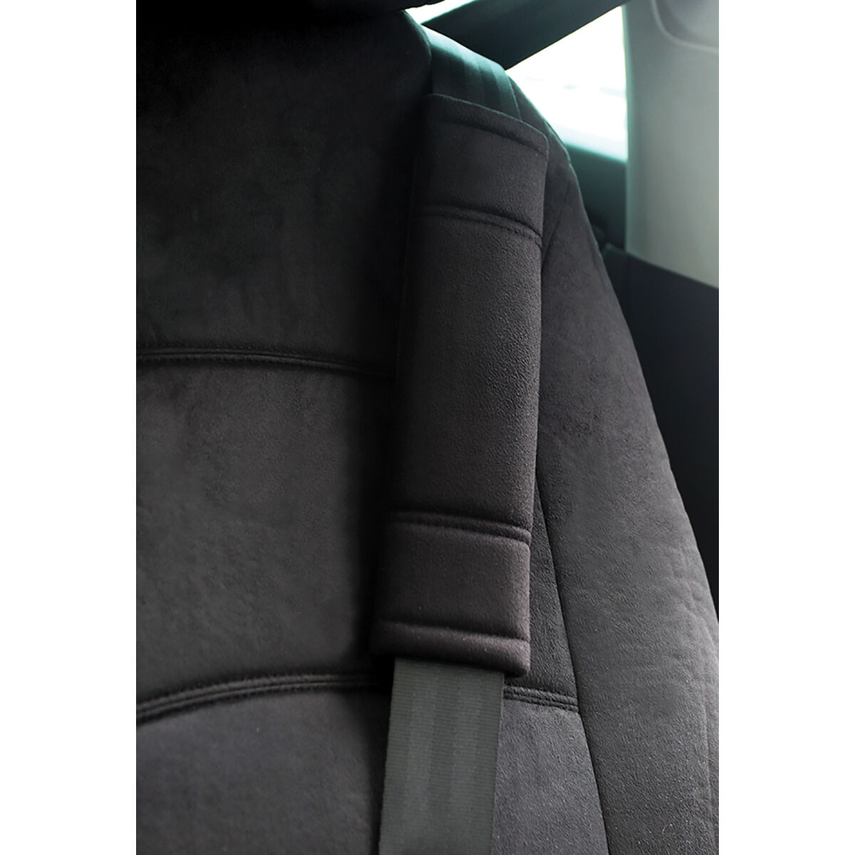 SENHAI 4 Pcs Seat Belt Pads 2 Black and 2 Gray Plaid Cotton Soft and Comfortable Seatbelt Shoulder Strap Cover for Kids Adults 
