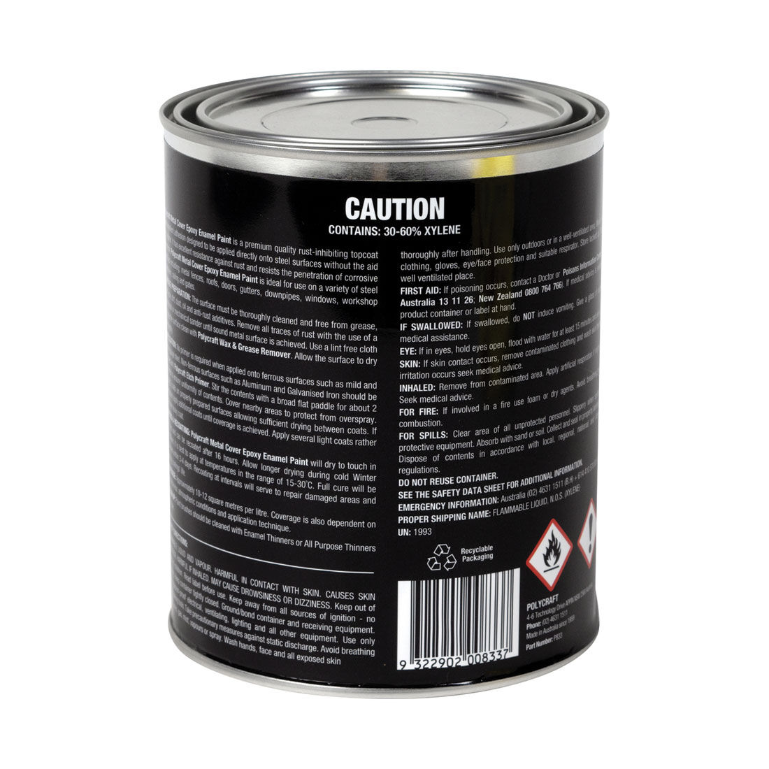 Polycraft Metal Cover Matt Black 1 Litre, , scaau_hi-res