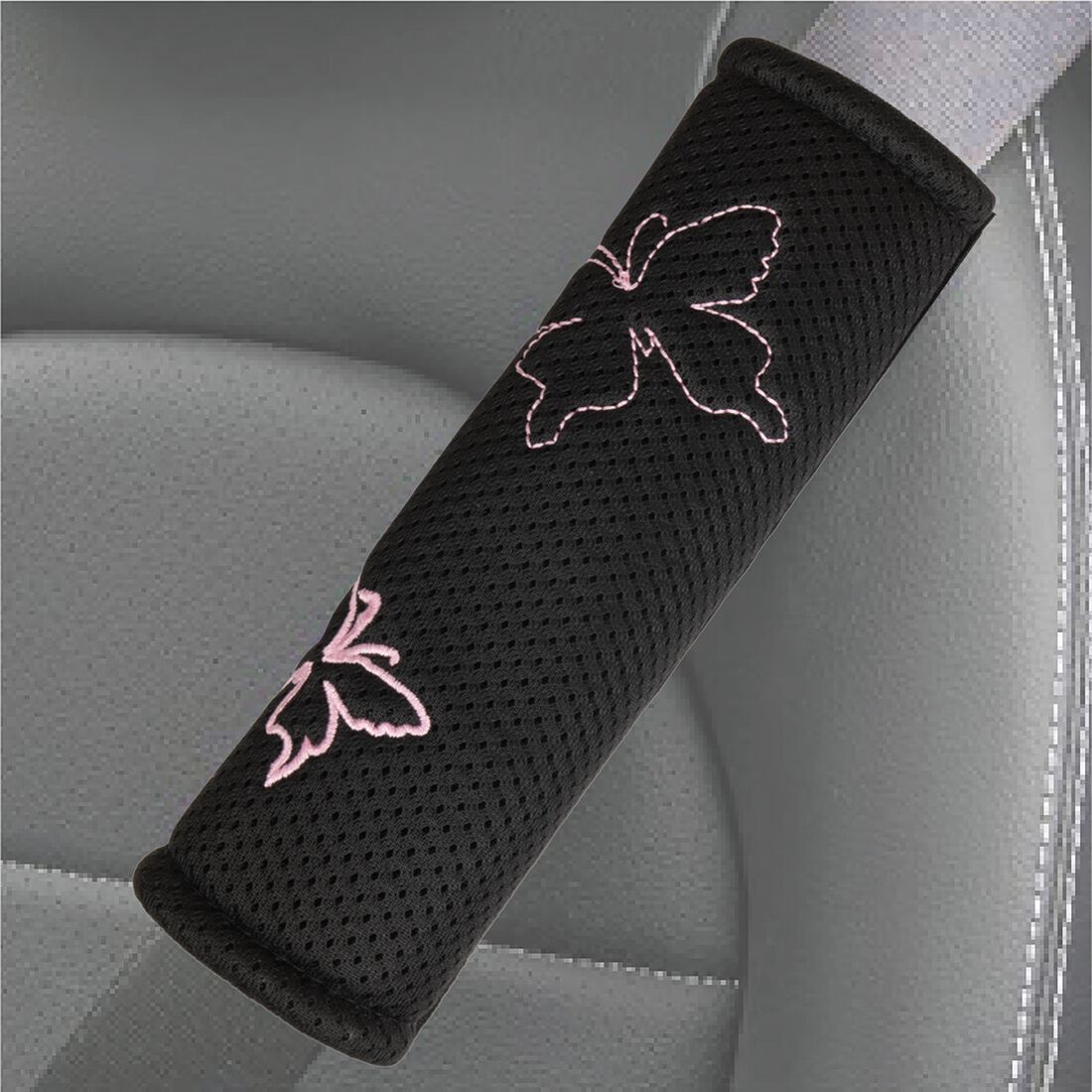 SCA Butterfly Steering Wheel Cover & Seat Belt Buddie Set Pink, , scaau_hi-res
