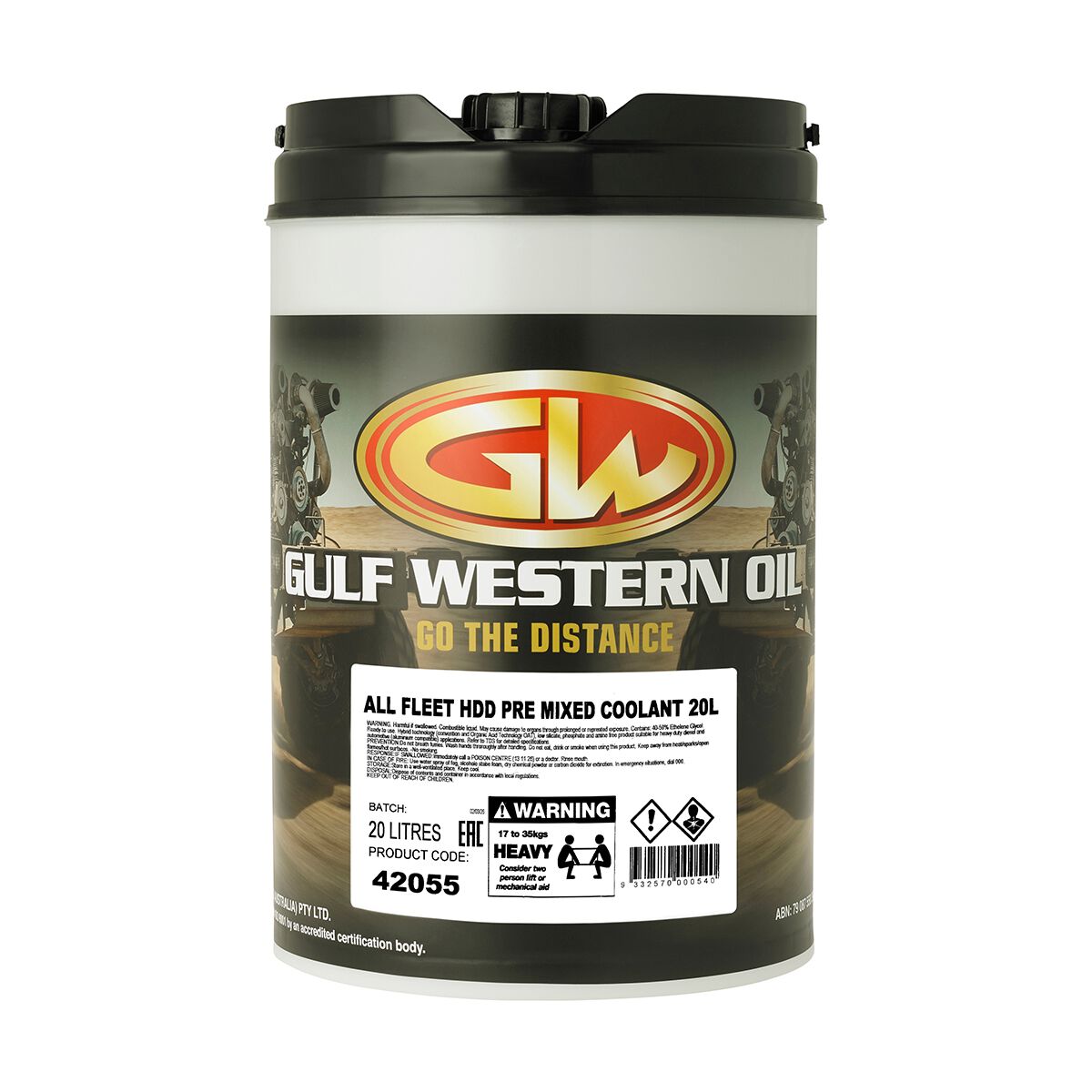 Gulf Western All Fleet Heavy Duty Diesel Coolant Premix - 20 Litres, , scaau_hi-res