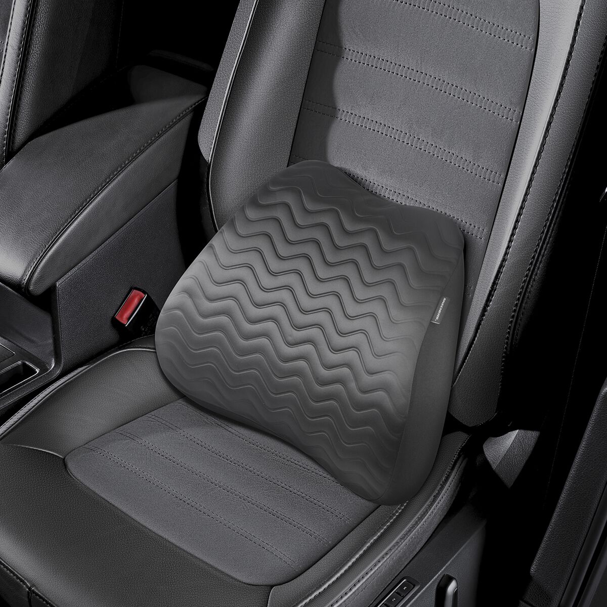 Skechers Memory Foam Luxury Gel Ribbed Lumbar Cushion Black, , scaau_hi-res