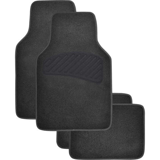 SCA Luxury Carpet Car Floor Mats - Set of 4, Black, , scaau_hi-res