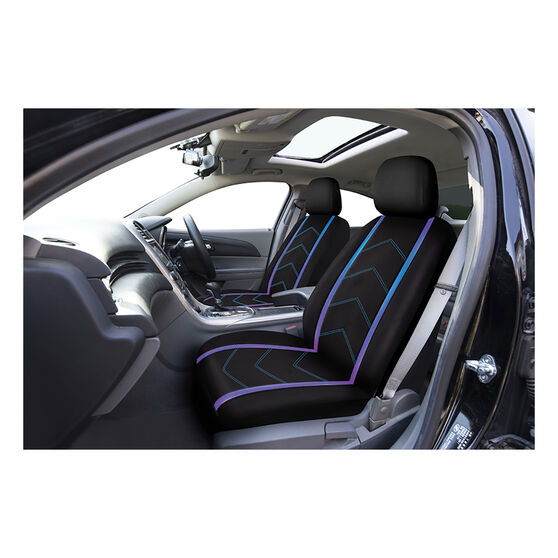 SCA Opal Leather Look Seat Covers Black/Blue Adjustable Headrests