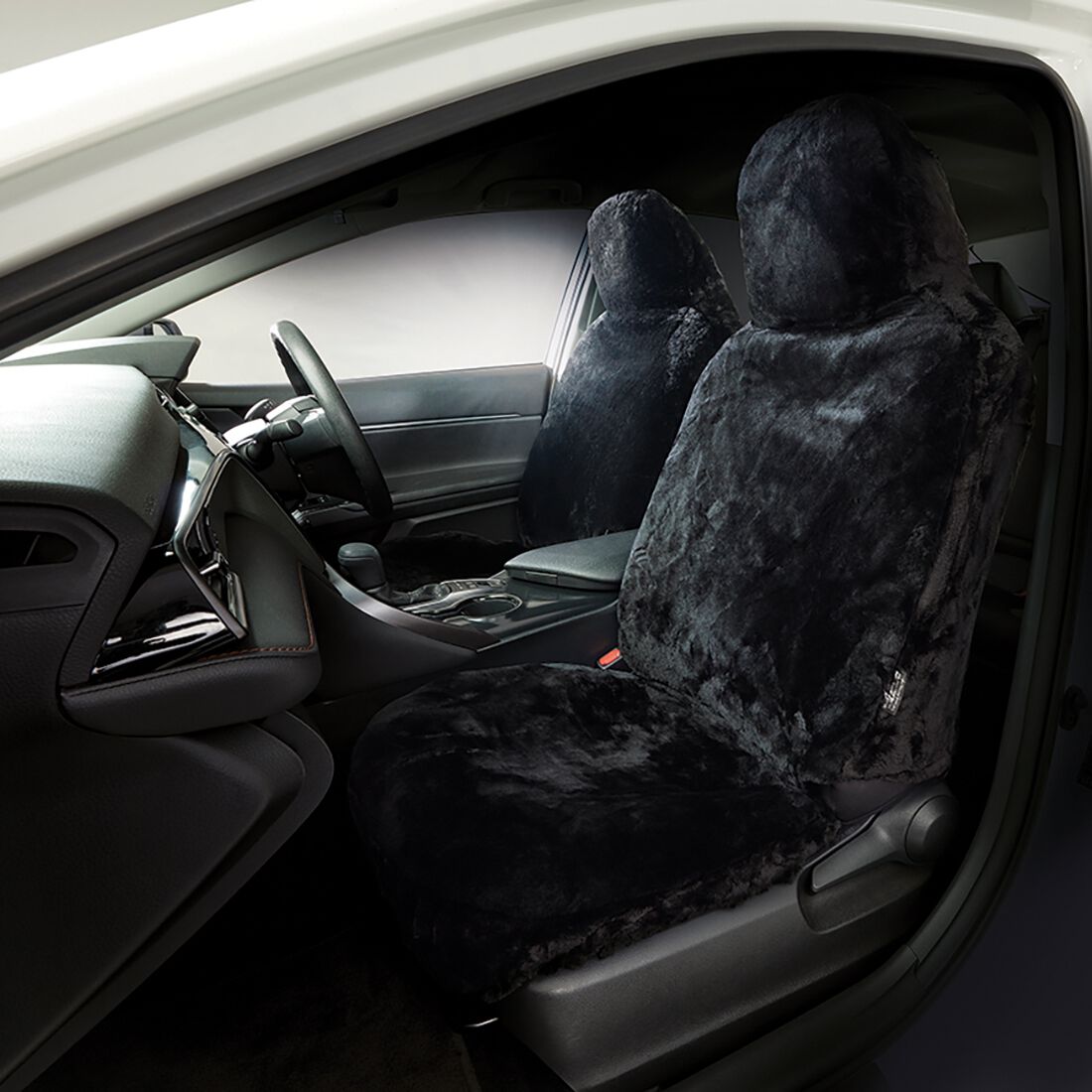 Gold CLOUDLUX Sheepskin Seat Covers - Slate Built-in Headrests Size 60 Airbag Compatible, , scaau_hi-res