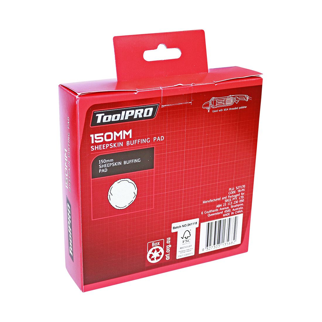 ToolPRO Sheepskin Buff Pad 150mm 6 Inch, , scaau_hi-res