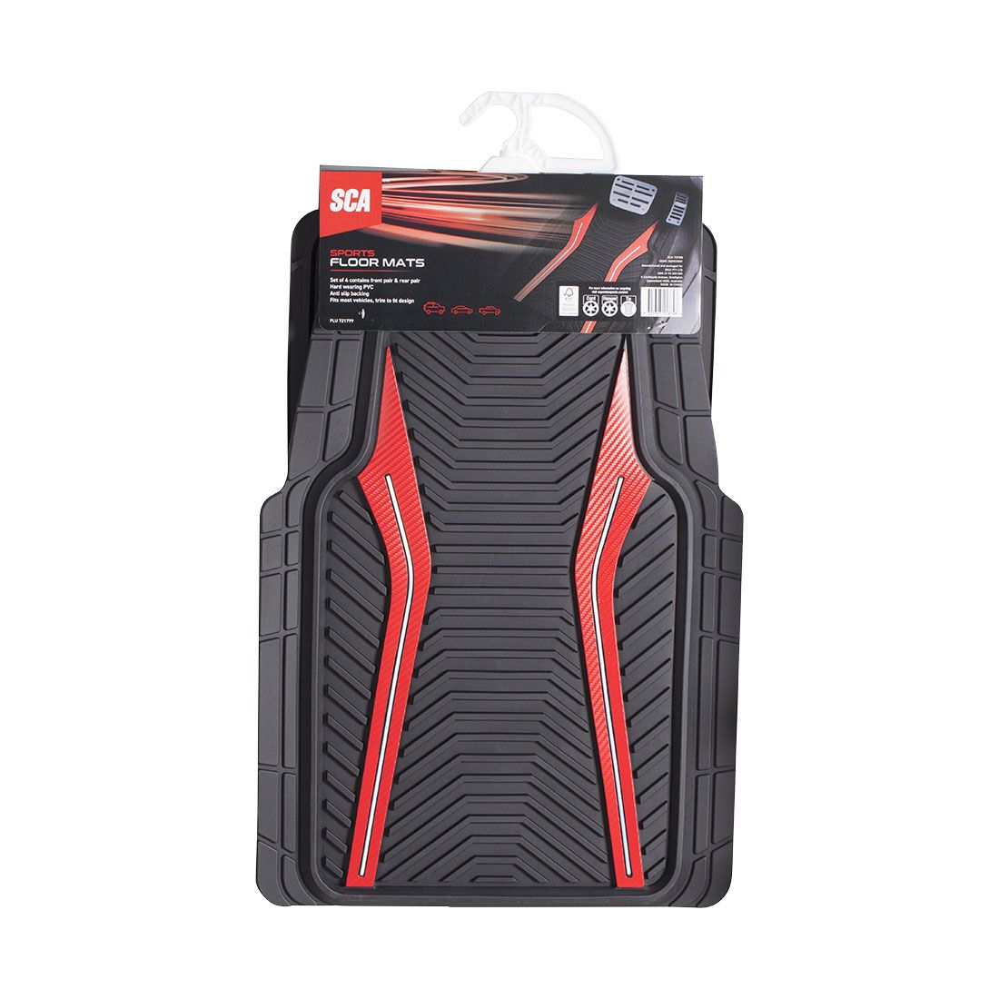 SCA Floor Mats PVC Rubber Sports Red Set of 4, , scaau_hi-res