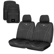 R.M.Williams Canvas Seat Cover and Rubber Floor Mat Set, , scaau_hi-res