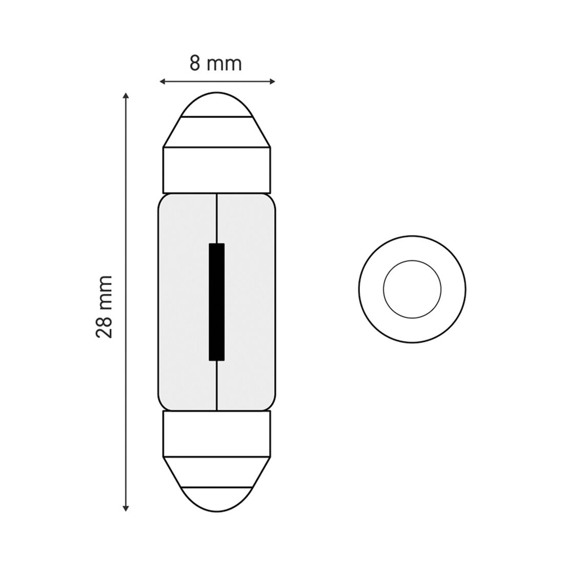 SCA Incandescent Globe - 8X28MM 12V 3W - 2 Pack, , scaau_hi-res