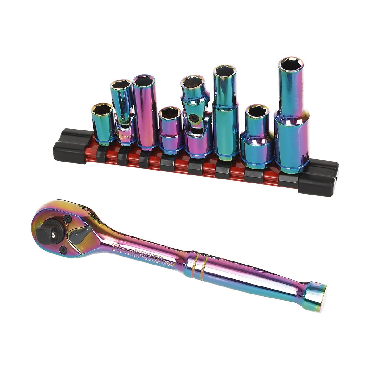 ToolPRO Ratchet & 10mm Sockets Set 9 Piece, , scaau_hi-res