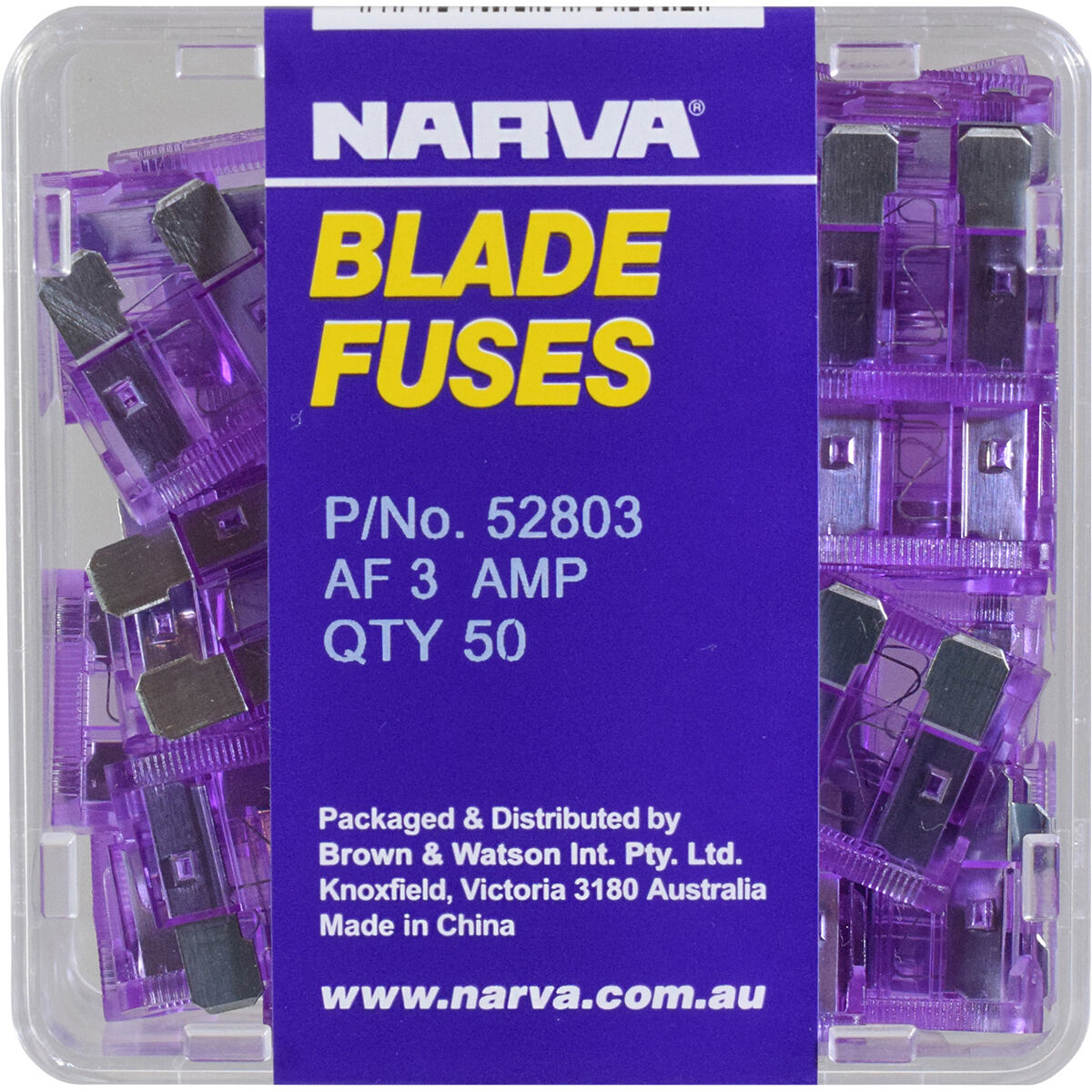 Narva Automotive Fuses - Standard Blade, 3 Amp, 50 Pack, , scaau_hi-res