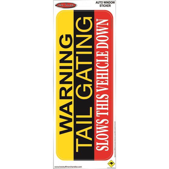 Hot Stuff Sticker Warning Tailgating Medium, Vinyl, , scaau_hi-res