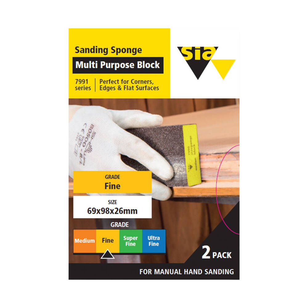 SIA Abrasives Multipurpose Sanding Block 2 Pack Fine Siasponge 7991