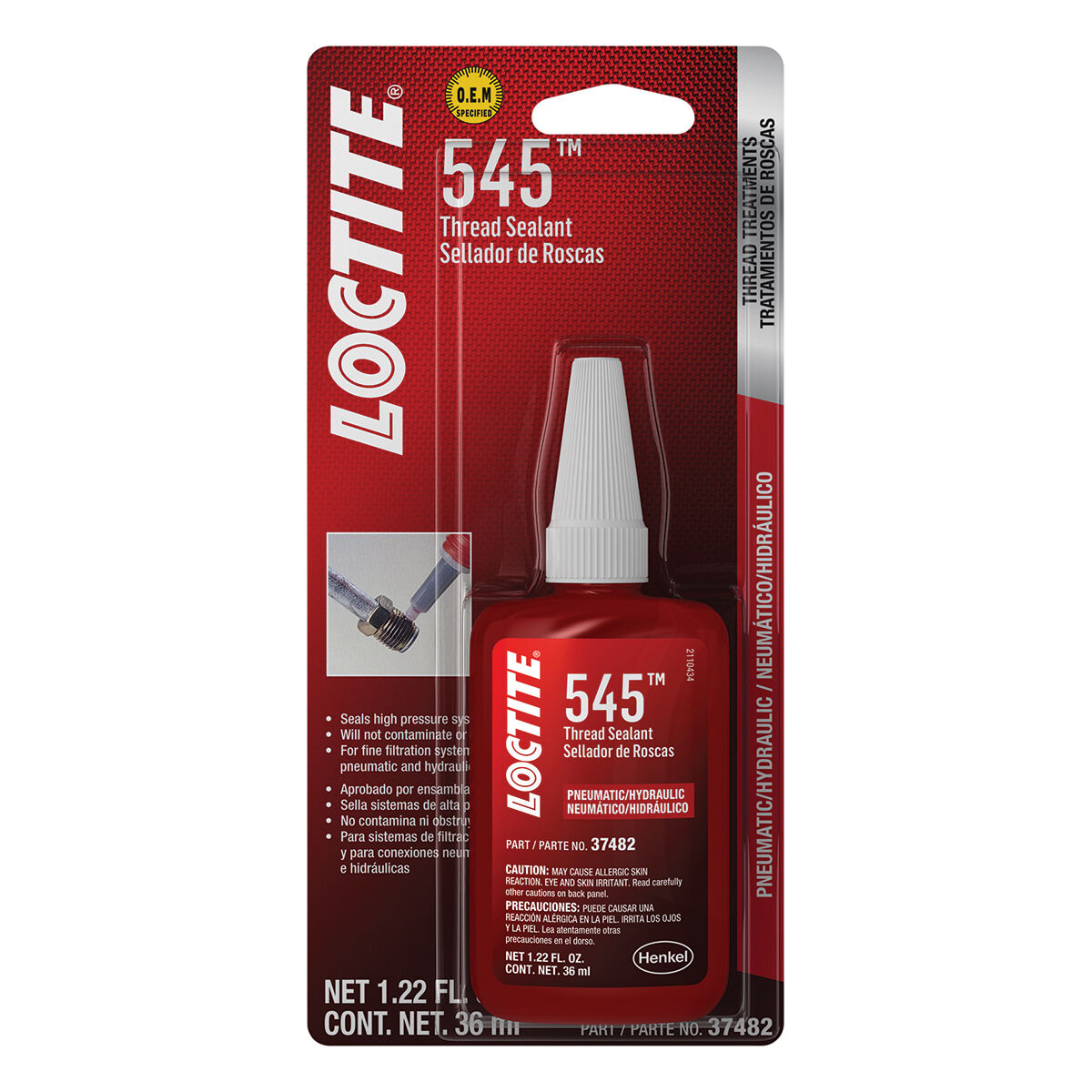 thumbnail image 2 of Loctite 545 Thread Sealant – Hydraulic/Pneumatic Seal, 0.5 ML Capsules (4-Pack) 2 of 6