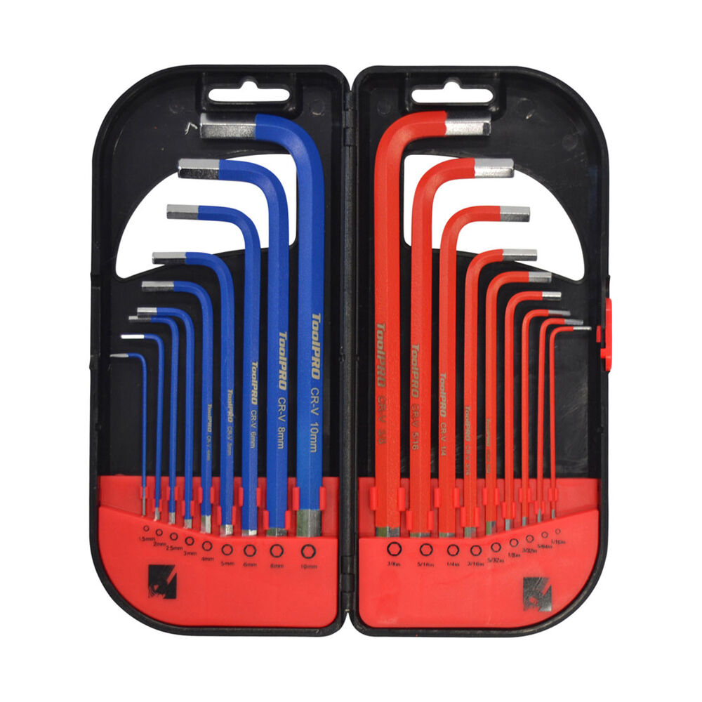 ToolPRO Long Hex Key Set Metric & SAE, 18 Pieces Supercheap Auto