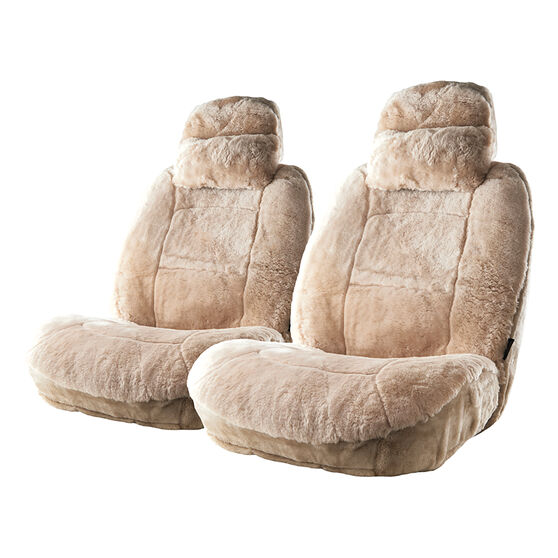 Platinum Cloud Sheepskin Seat Covers Bamboo Adjustable Headrests Size 30 Front Pair Airbag Compatible 6916 Super Auto - Autobarn Dog Car Seat Covers