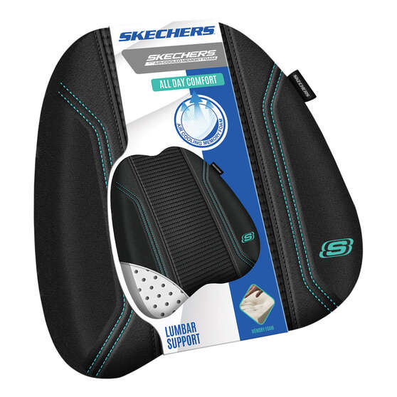 Skechers Air Cooled Memory Foam Lumbar Cushion Black/Aqua, , scaau_hi-res