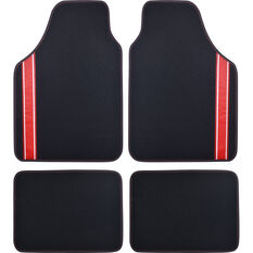 SCA Racing Car Floor Mats - Carpet, Black / Red, Set of 4, , scaau_hi-res