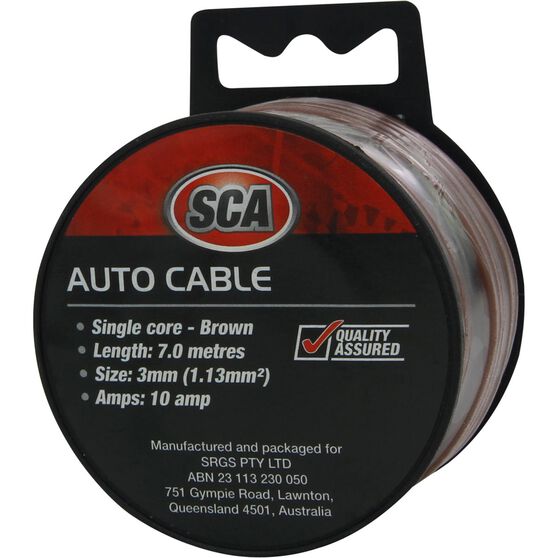 SCA Automotive Cable - Single Core, 10 Amp 3mm x 7m, Brown, , scaau_hi-res