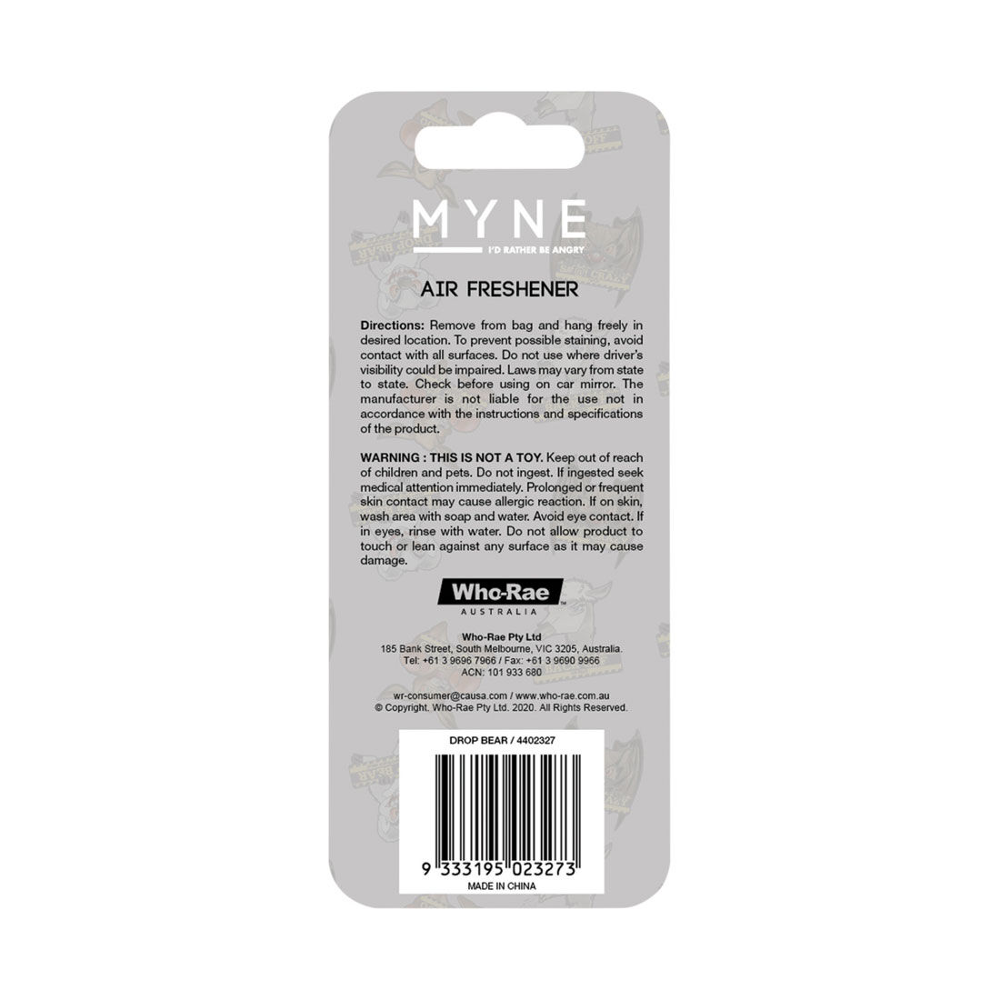 Myne Drop Bear Air Freshener - Ocean Breeze, , scaau_hi-res