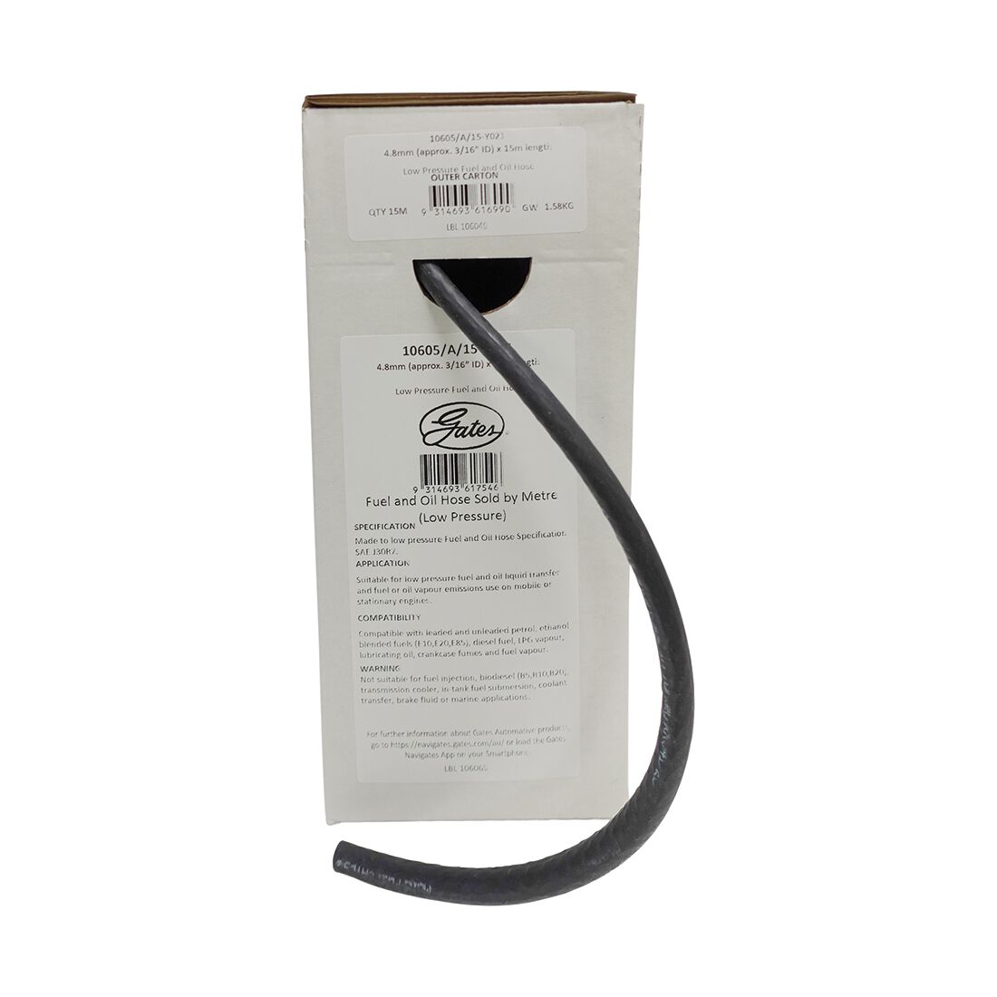 Gates 4.8mm Low Pressure Fuel and Oil Hose sold per metre, , scaau_hi-res
