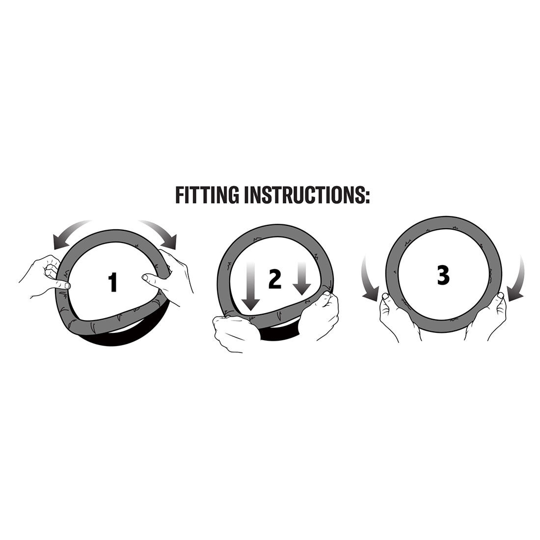 Dickies Collegiate Poly Canvas Steering Wheel Cover Black/Grey 380mm Diameter, , scaau_hi-res