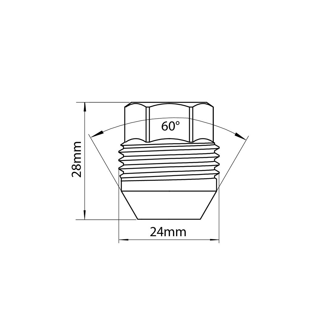 Tridon Wheel Nuts M12x1.5. Tapered Seat. Open Ended Nut. 19mm Hex. External Thread, , scaau_hi-res