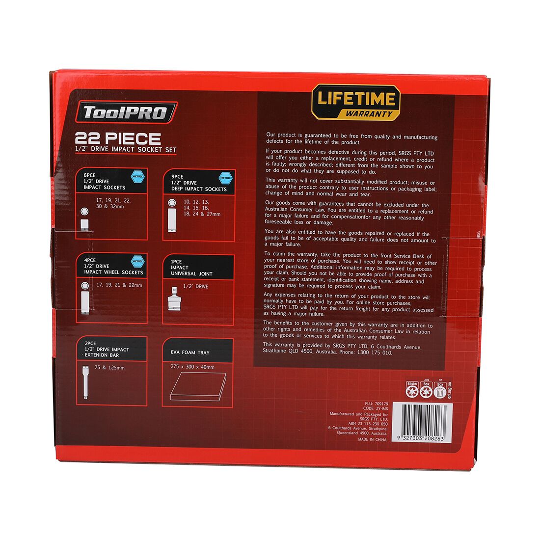 ToolPRO EVA 1/2" Impact Socket Set 22 Piece, , scaau_hi-res