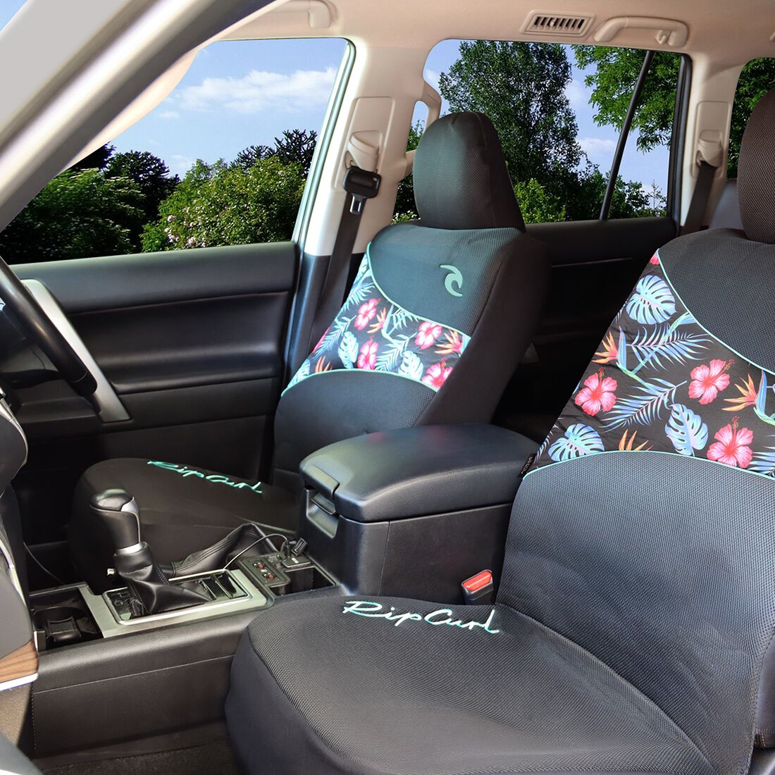 Rip Curl Tropical Floral Micro Mesh Seat Covers Adjustable Headrests Airbag Compatible, , scaau_hi-res