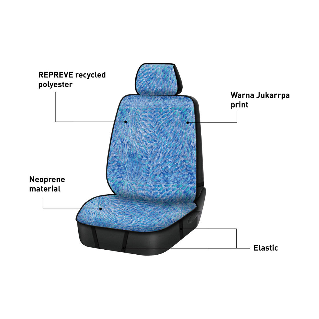 Snake Dreaming Slip On Seat Covers Leaf Neoprene Adjustable Headrests Airbag Compatible, , scaau_hi-res