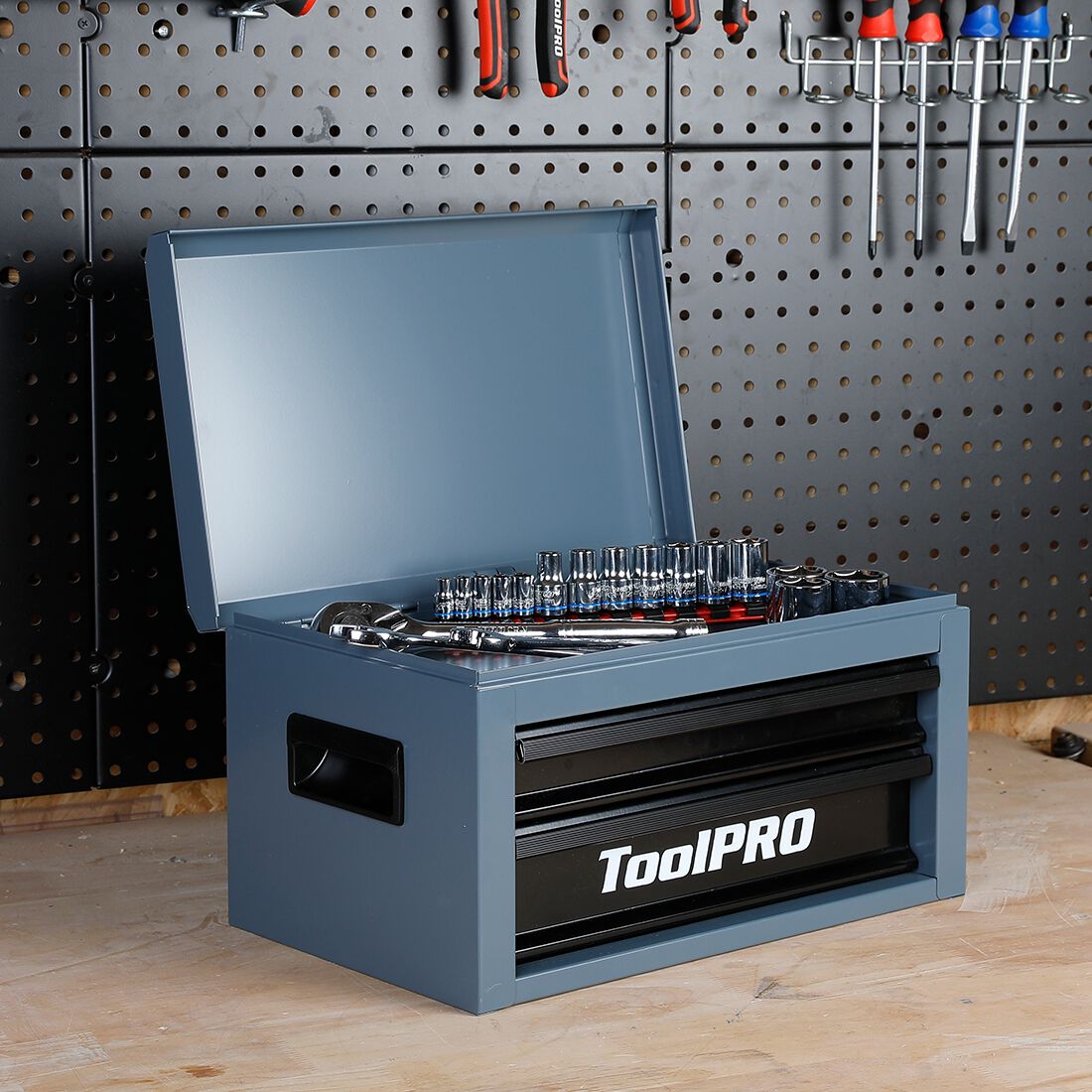 ToolPRO 15" Heavy Duty Mini Tool Chest Army Grey, , scaau_hi-res