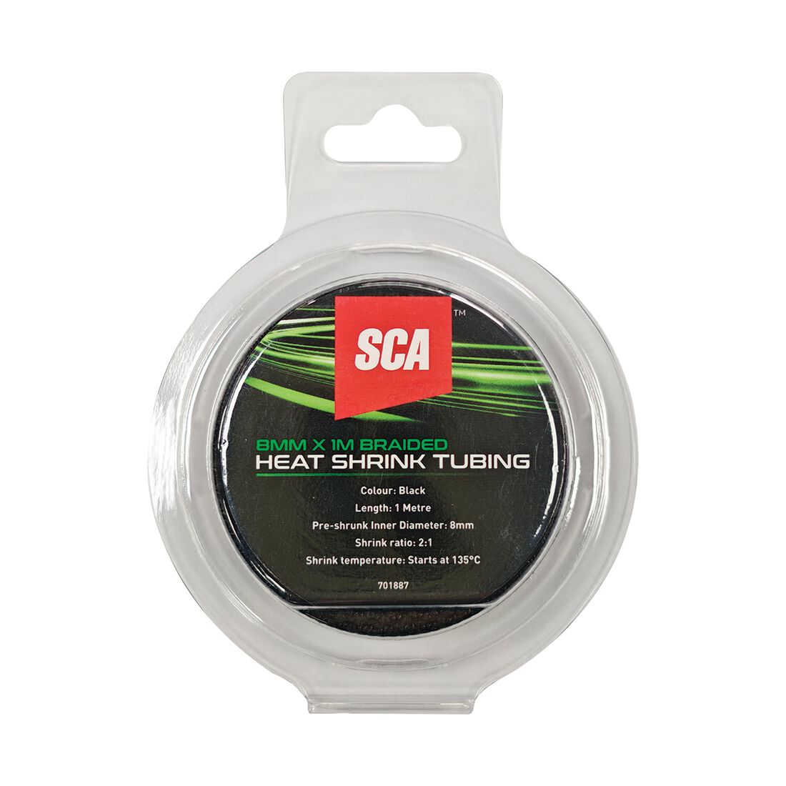 SCA Braided Heat Shrink Tubing 8mm x 1m - Black, , scaau_hi-res