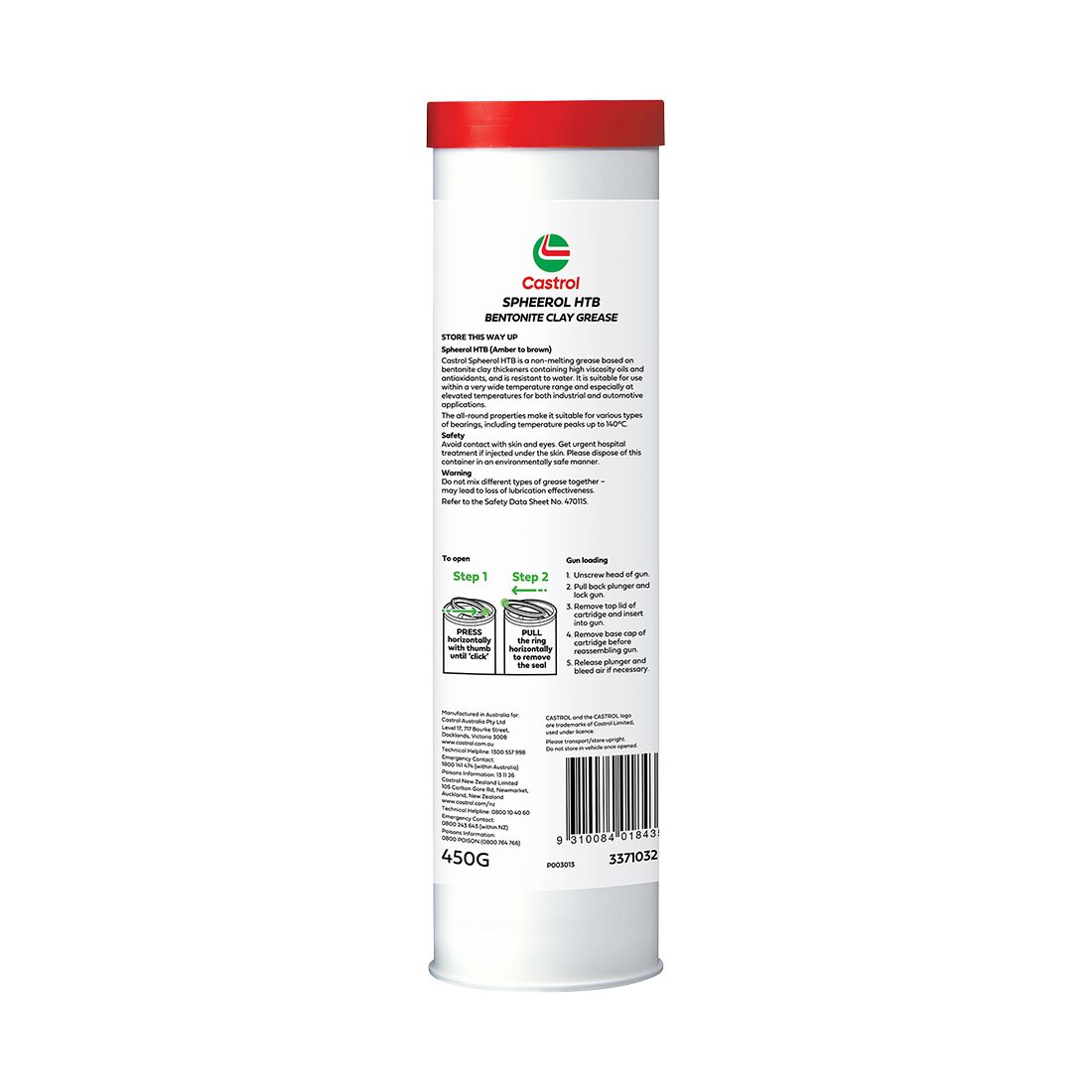 Castrol Grease Cartridge Spheerol HTB 450g, , scaau_hi-res