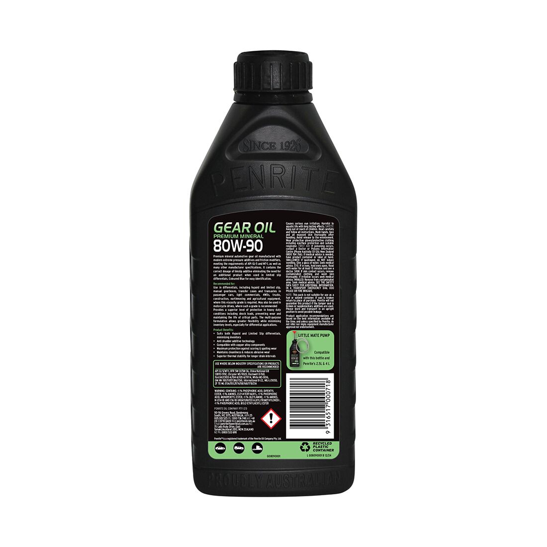 Penrite Gear Oil - 80W-90, 1 Litre, , scaau_hi-res