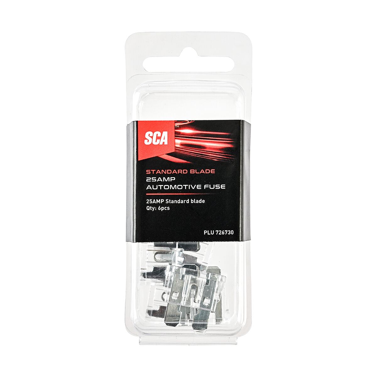 SCA Automotive Fuses - Standard Blade, 25 Amp, 6 Piece, , scaau_hi-res