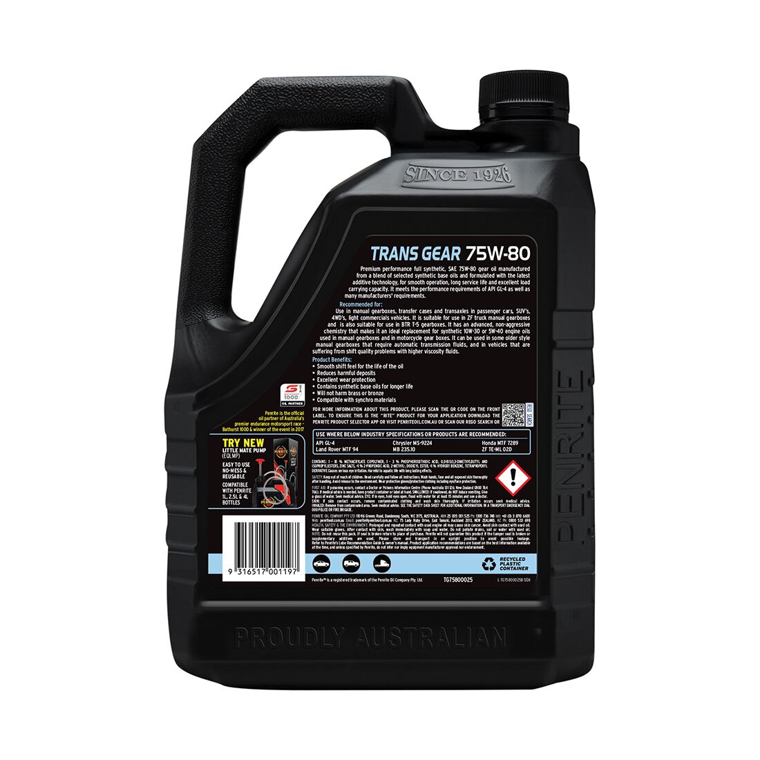 Penrite Trans Gear Oil - 75W-80 2.5 Litre, , scaau_hi-res