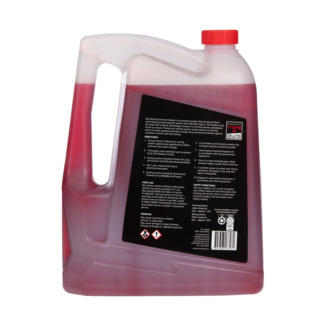 SCA Red Long Life Coolant Concentrate - 5 Litres, , scaau_hi-res