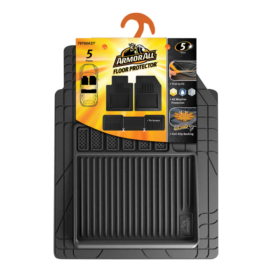 Armor All Deep Dish Rubber Car Floor Mats - Front & Rear, Black, , scaau_hi-res